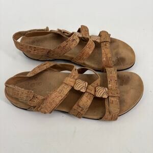 Vionic Women’s Amber Adjustable Sandal Cork Gold Flat Arch Support Comfort Sz 10